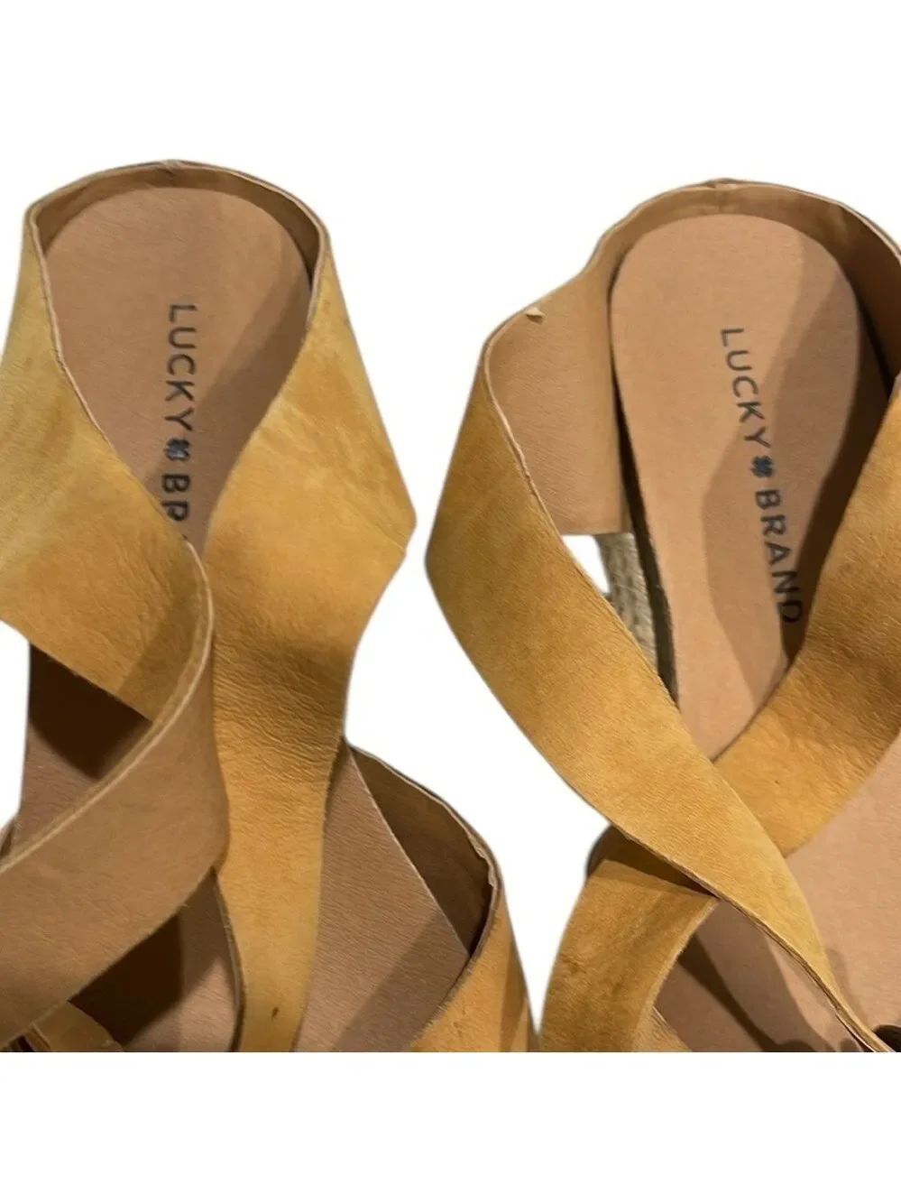 Lucky Brand Gladas Espadrille Ankle Wrap Wedge Sandal SZ‎ 8 Desert Sand